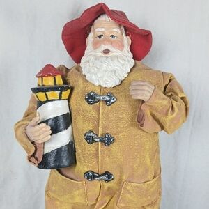 12" Nautical Fabriche Santa Figure Sailor Captain Lighthouse Christmas Decor